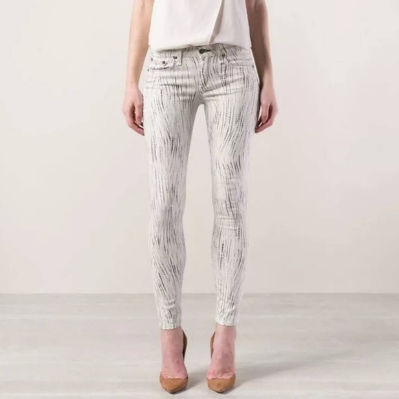 rag & bone Denim - rag & bone Riptide Midrise Stretch White Gray Super Skinny Ankle Jeans 28